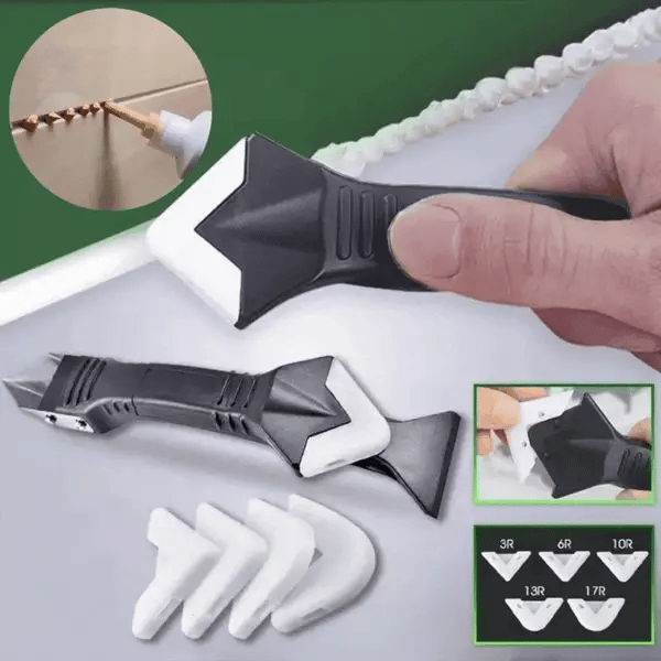 Caulk Remover Tool with Stainless Steel Blade and Ergonomic Grip, Triangular Smoothing Pad Valideals Outlet