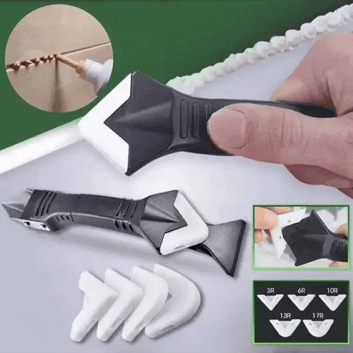Caulk Remover Tool with Stainless Steel Blade and Ergonomic Grip, Triangular Smoothing Pad Valideals Outlet