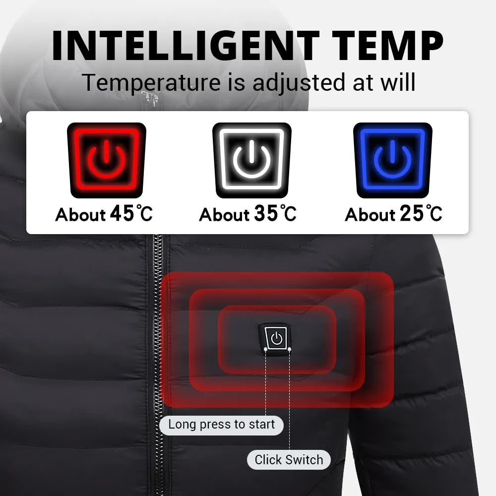 Heated Jacket with Removable 10-Hour Battery and 3 Heat Settings, Machine Washable Valideals Outlet