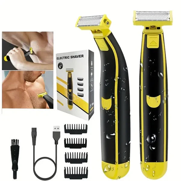 Rechargeable Grooming Trimmer with Four Interchangeable Heads and Stainless Steel Blades Valideals Outlet