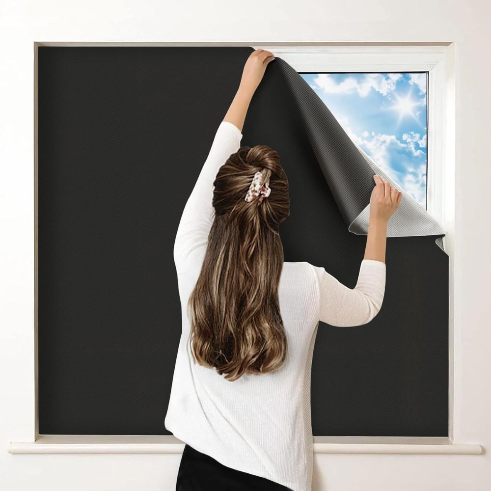 Blackout Window Film with Static Cling and Cut-To-Fit Design, Matte Black Valideals Outlet