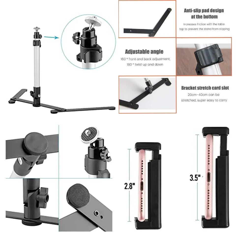 Ring Light with Phone Holder and Adjustable Tripod, 3 Color Modes, USB Powered Valideals Outlet