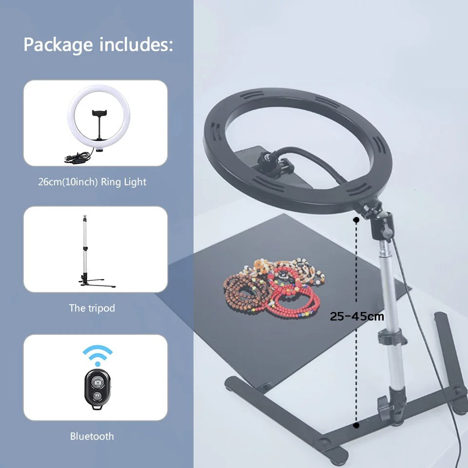 Ring Light with Phone Holder and Adjustable Tripod, 3 Color Modes, USB Powered Valideals Outlet