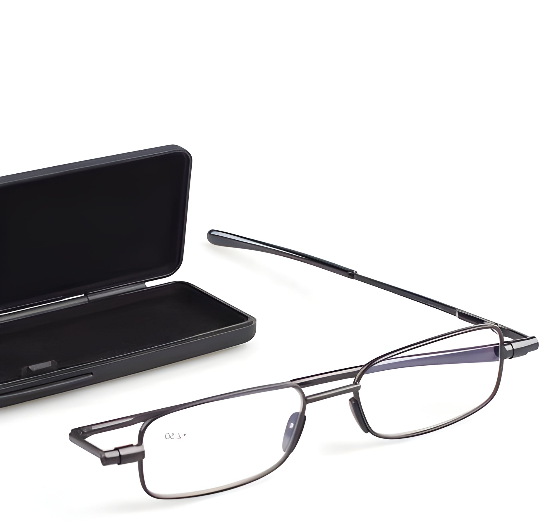 Folding Reading Glasses with Stainless Steel Frame and Slim Pocket Case, Gray Valideals Outlet
