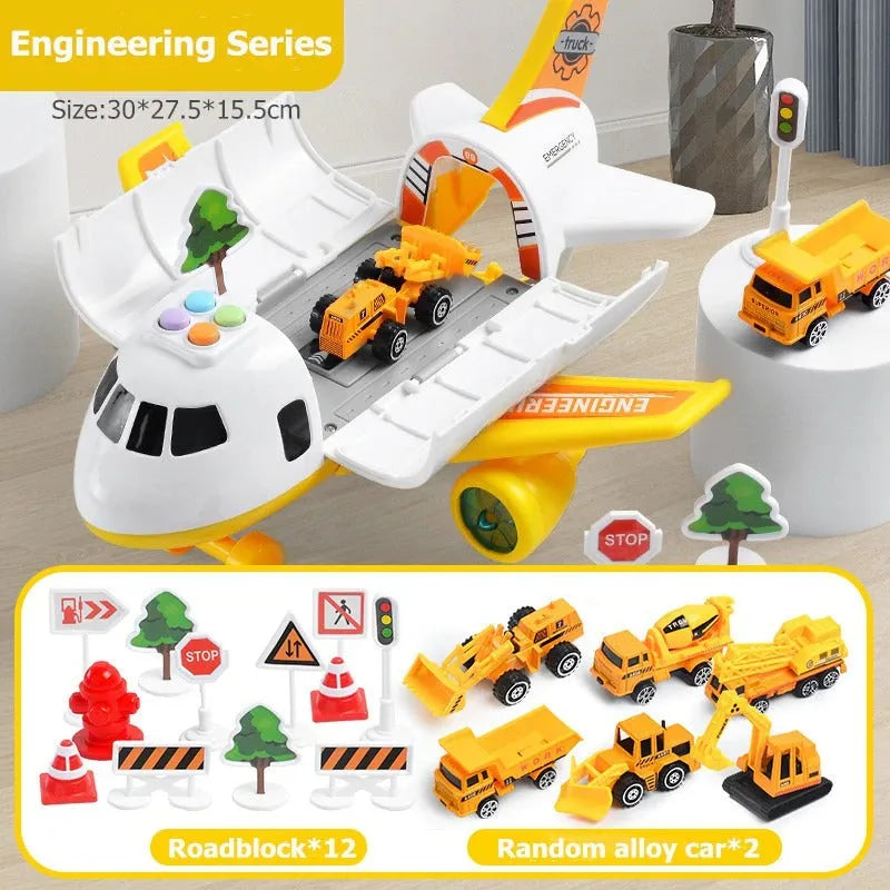 Airplane Playset with Friction-Powered Plane and Sliding Cargo Cabin, 20-Piece XL Set Valideals Outlet