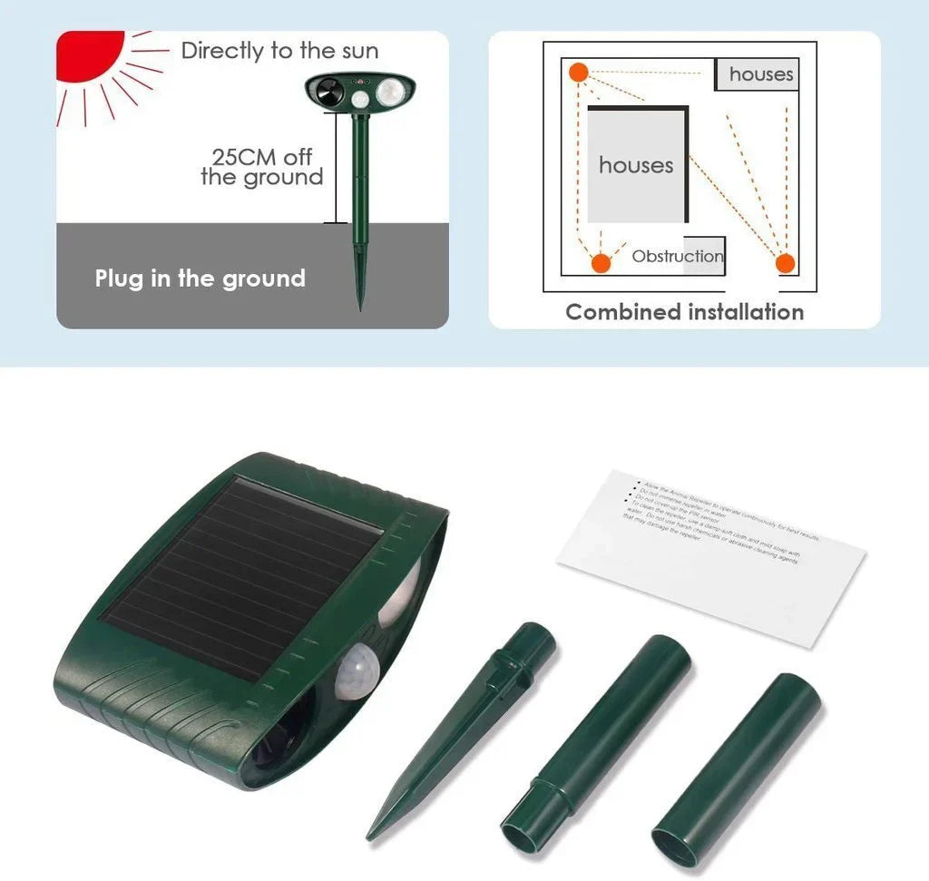 Deer Repeller with Ultrasonic Sound and Solar Charging Pack of 4, Motion Activated Valideals Outlet