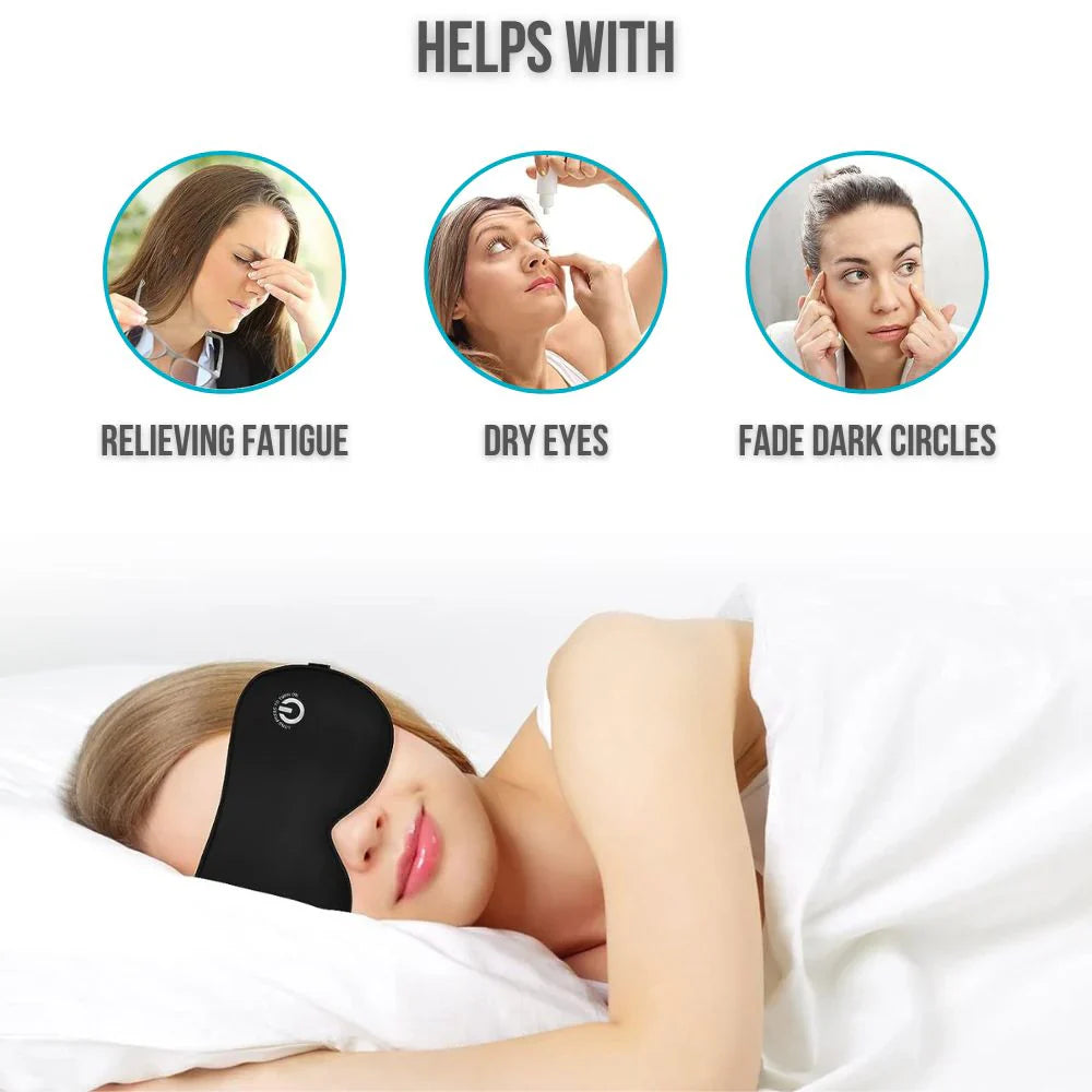 Heated Eye Mask with Rechargeable Battery and Detachable Silk Cover, Waterproof Travel Bag Valideals Outlet