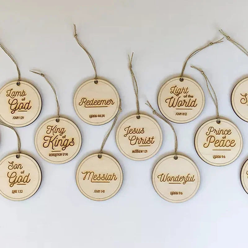 Advent Ornaments with Engraved Wooden Discs and Numbered 24-Count Set, Storage Pouch Valideals Outlet