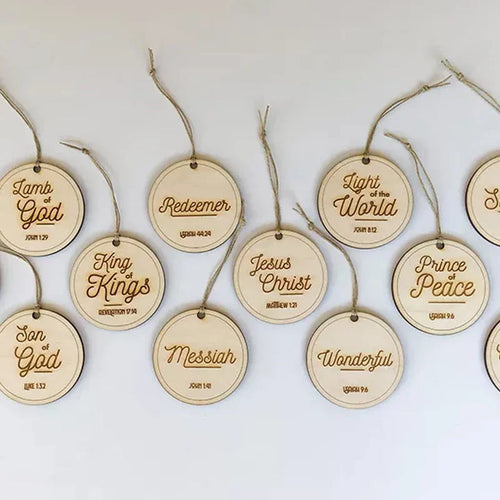 Advent Ornaments with Engraved Wooden Discs and Numbered 24-Count Set, Storage Pouch Valideals Outlet