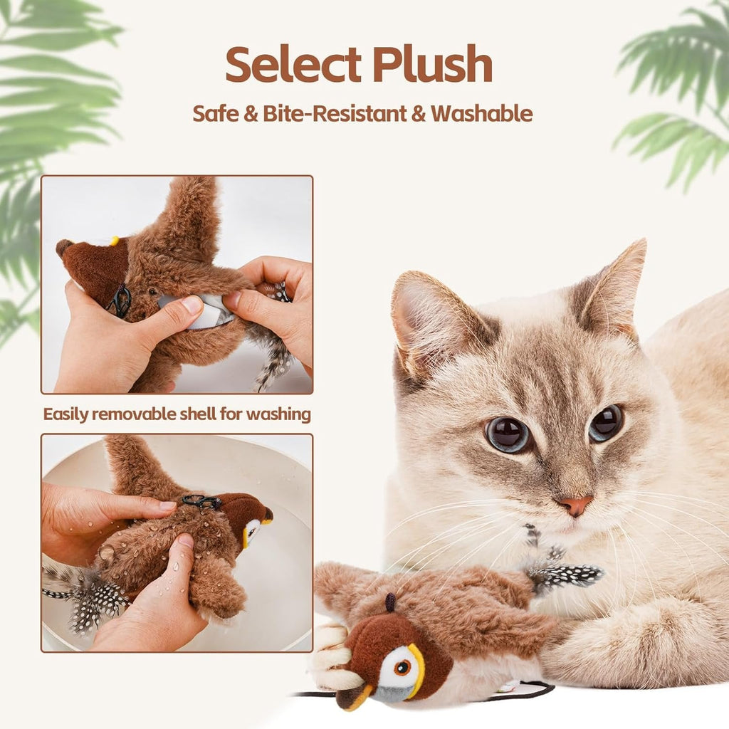 Interactive Cat Toy with Motion Sensor Chirps and Flap Tail, Rechargeable, Catnip Scent Valideals Outlet