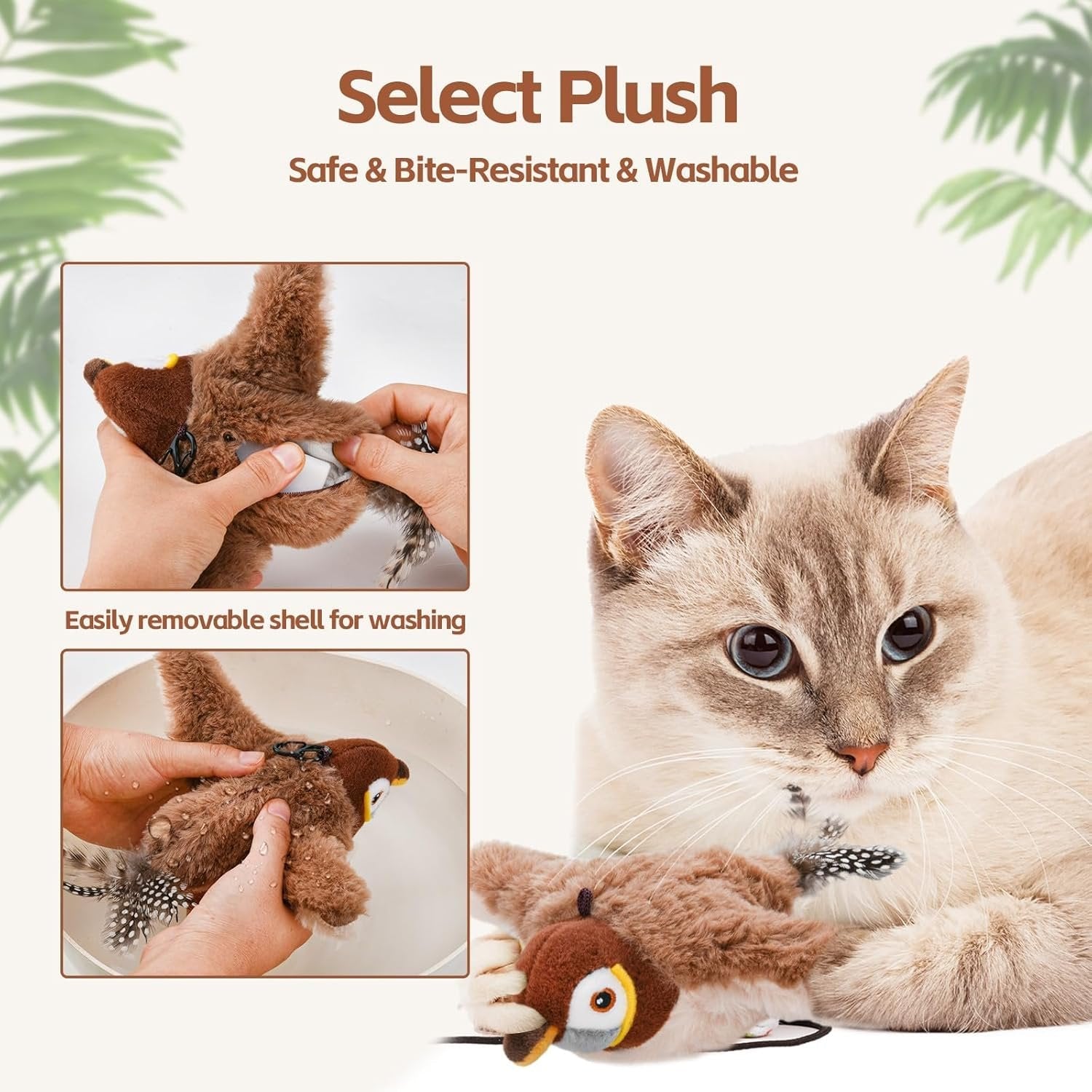 Interactive Cat Toy with Motion Sensor Chirps and Flap Tail, Rechargeable, Catnip Scent Valideals Outlet
