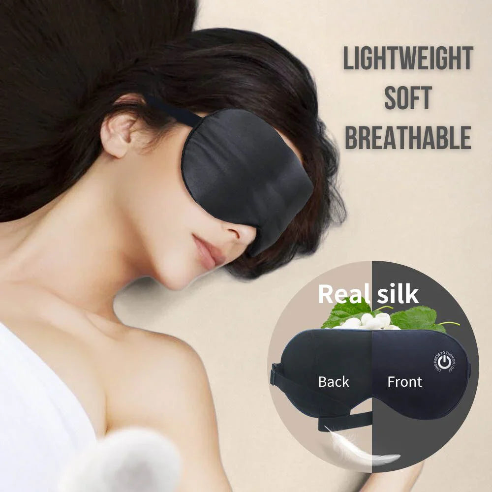 Heated Eye Mask with Rechargeable Battery and Detachable Silk Cover, Waterproof Travel Bag Valideals Outlet