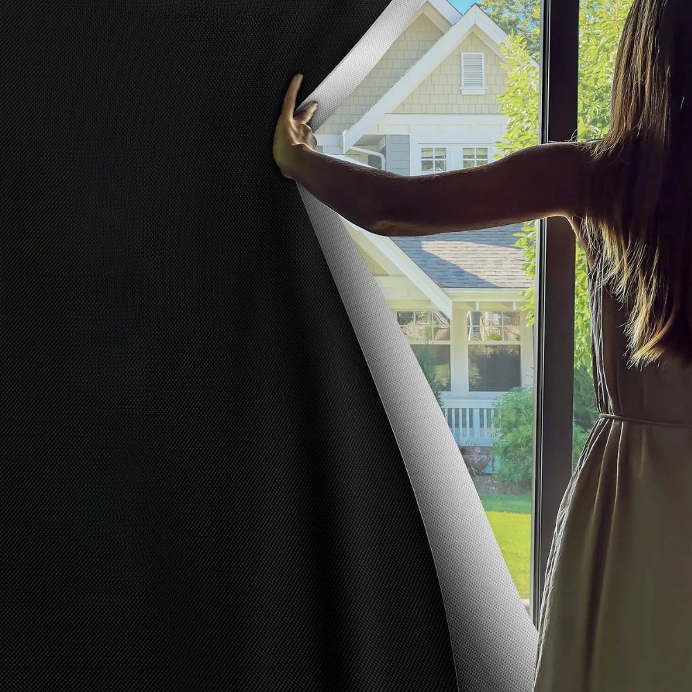 Blackout Window Film with Static Cling and Cut-To-Fit Design, Matte Black Valideals Outlet