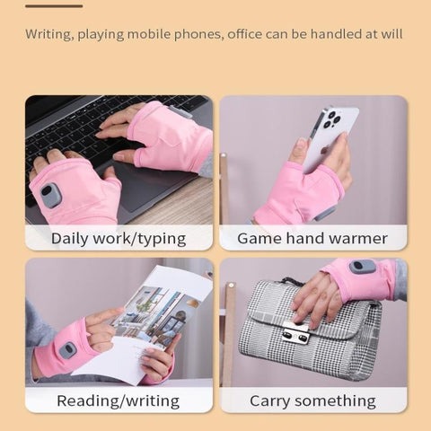 Heated Fingerless Gloves with 1800mAh Battery and 3 Heat Levels, USB Rechargeable Valideals Outlet