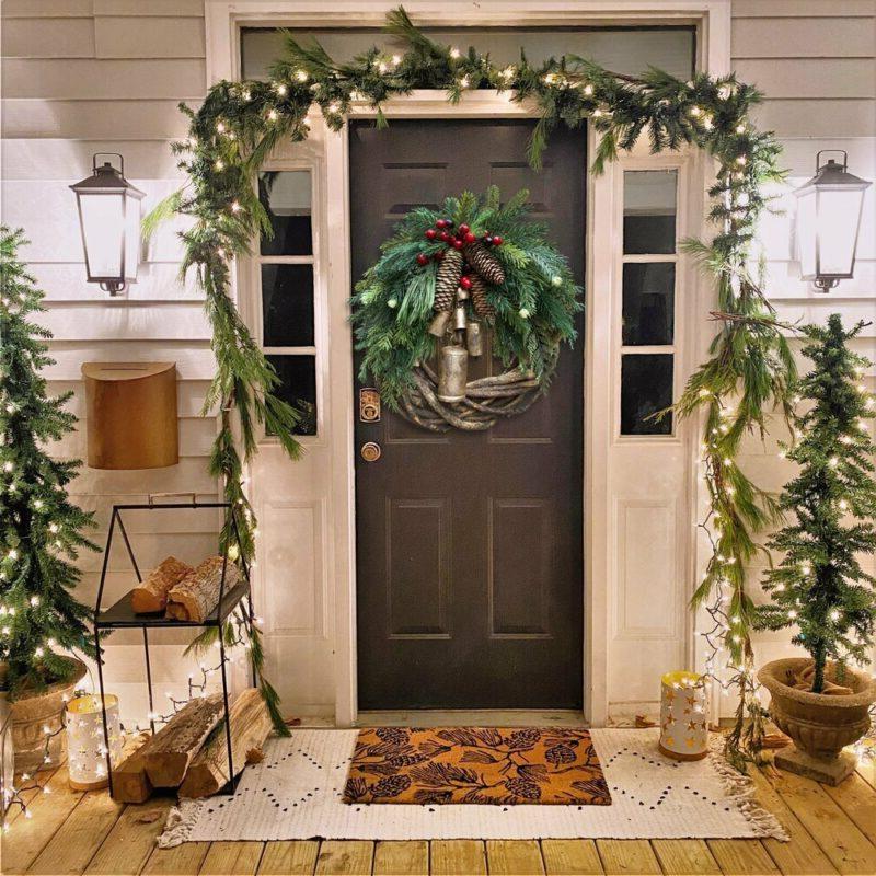 Christmas Wreath with Gold Bells and Pinecones, 17-Inch Rustic Vine Base Valideals Outlet