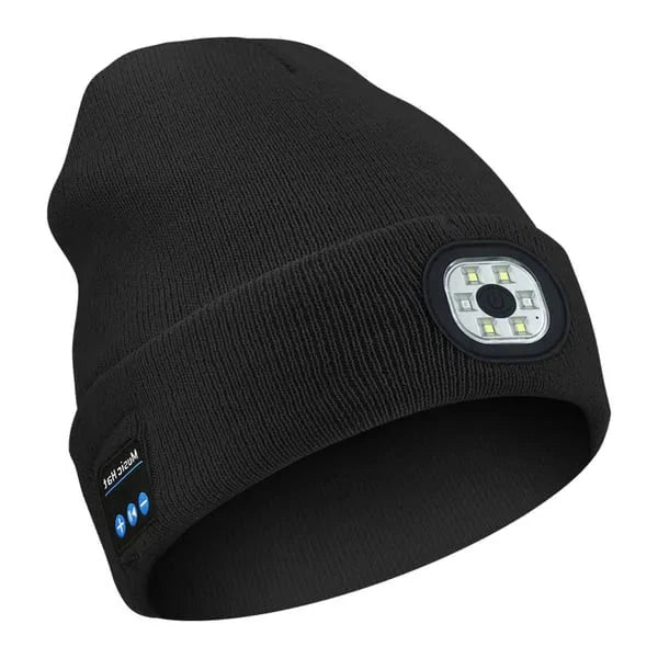 Bluetooth Beanie with Removable LED Light and Built-In Speakers, Rechargeable Battery Valideals Outlet