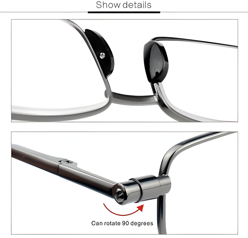 Folding Reading Glasses with Stainless Steel Frame and Slim Pocket Case, Gray Valideals Outlet