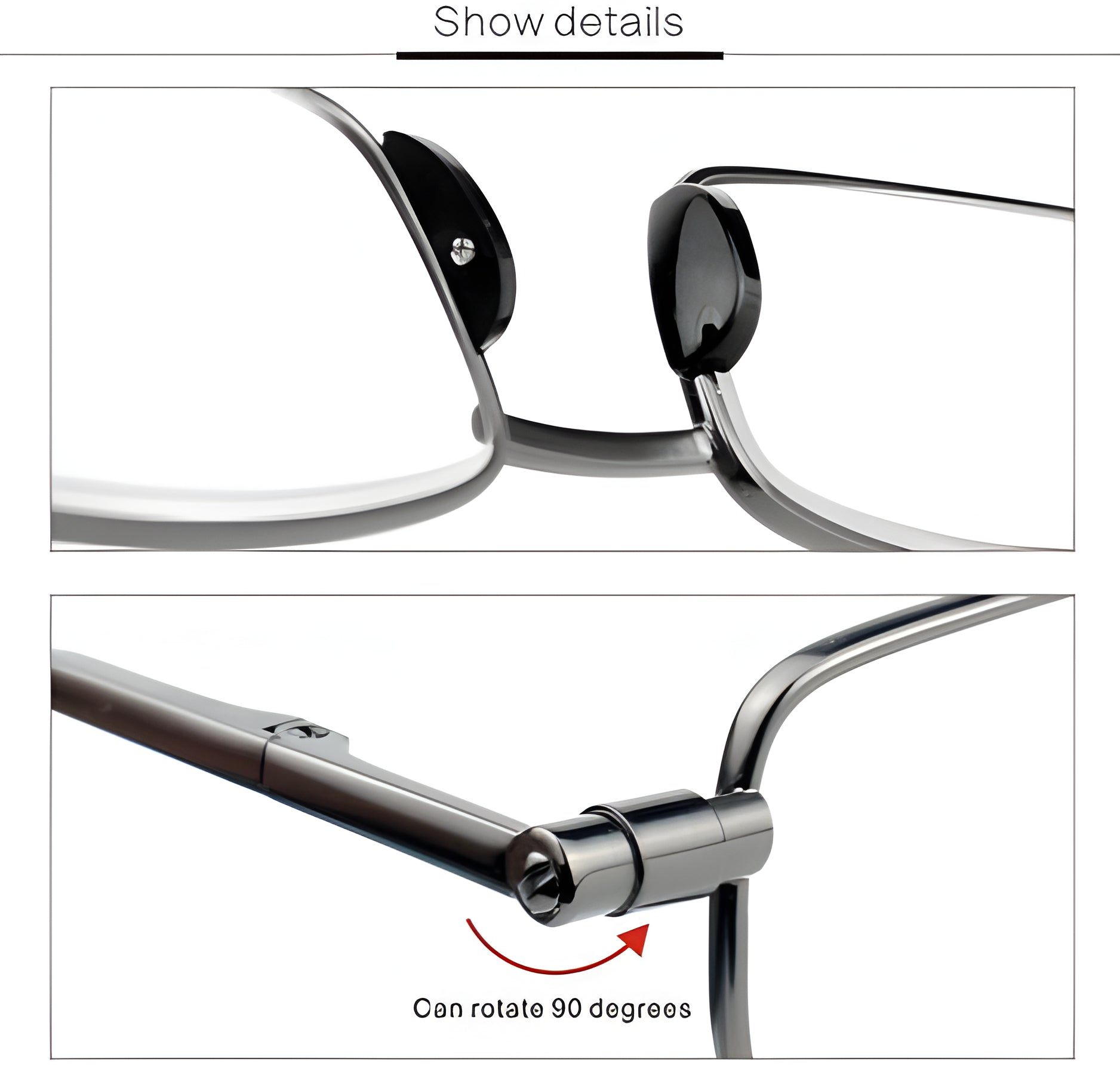 Folding Reading Glasses with Stainless Steel Frame and Slim Pocket Case, Gray Valideals Outlet
