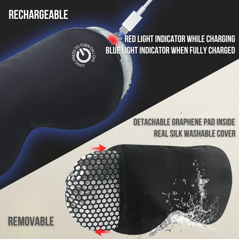 Heated Eye Mask with Rechargeable Battery and Detachable Silk Cover, Waterproof Travel Bag Valideals Outlet
