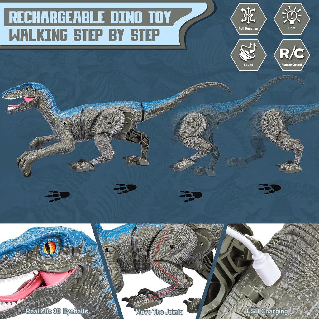 Velociraptor Dinosaur Toy with Remote Control and Rechargeable Battery, Roaring Sounds Valideals Outlet