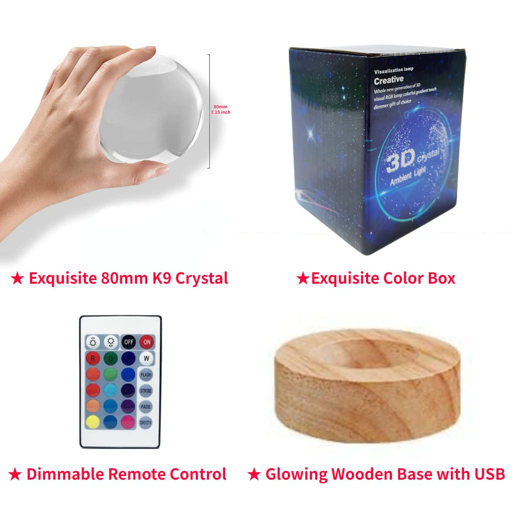 3D Axolotl Crystal Lamp with Wooden Base and 16-Color LED, USB Powered Valideals Outlet