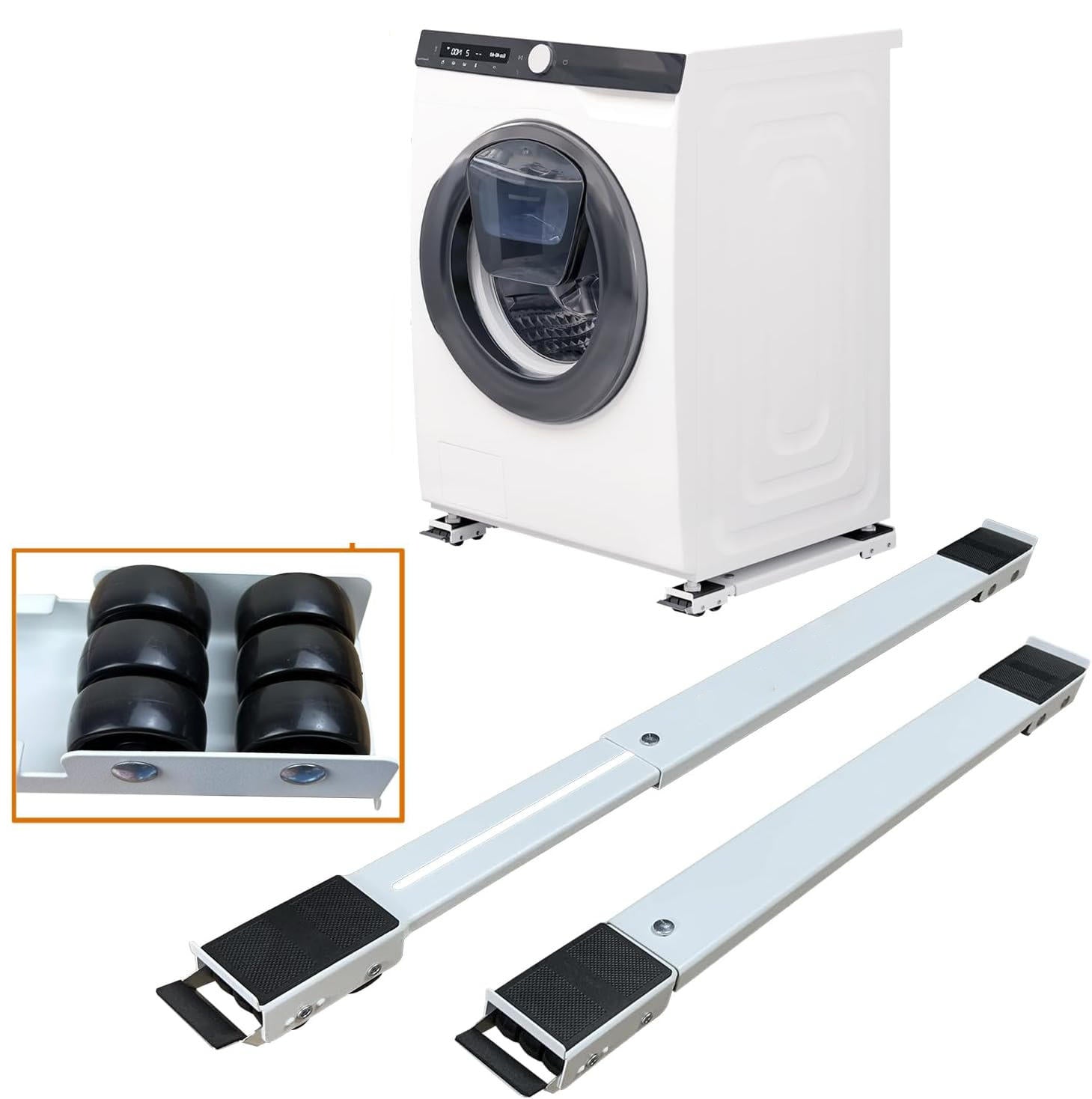 Adjustable Appliance Dolly with 24 Wheels and Dual Brake Locks, 661lb Capacity Valideals Outlet