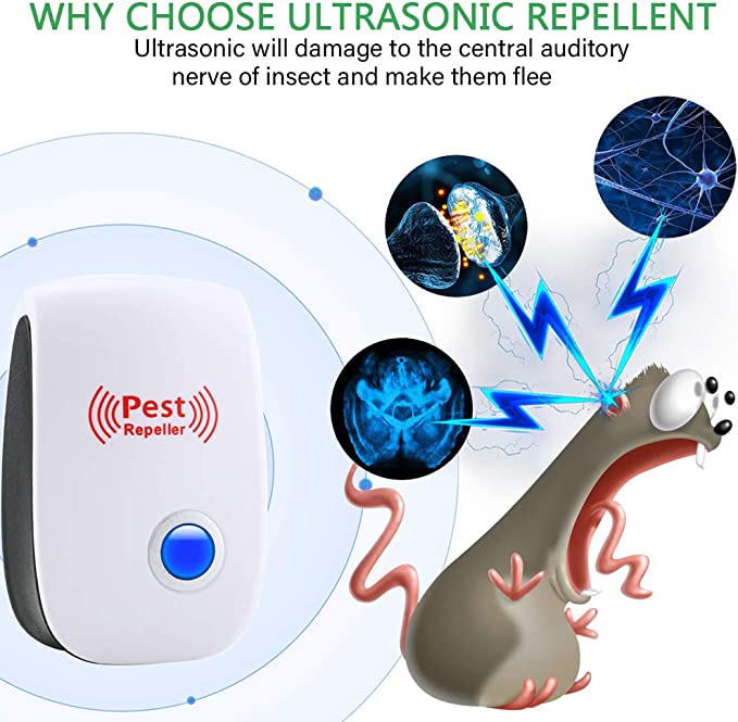 Ultrasonic Pest Repeller with Alternating Frequencies and LED Indicator, 100-800 Sq Ft Valideals Outlet