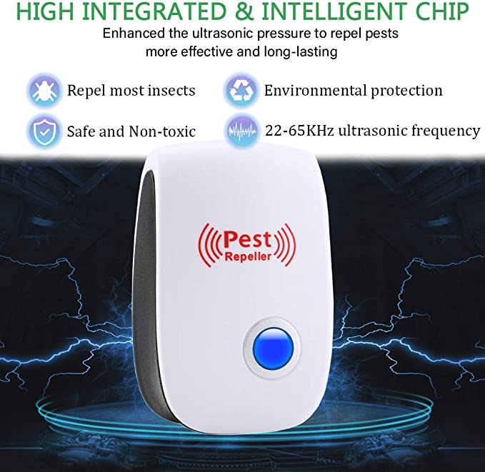 Ultrasonic Pest Repeller with Alternating Frequencies and LED Indicator, 100-800 Sq Ft Valideals Outlet