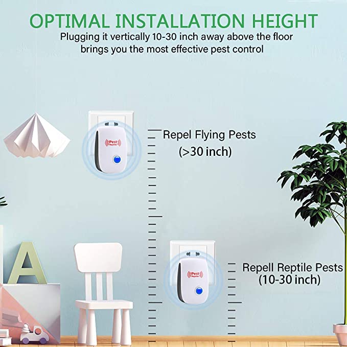 Ultrasonic Pest Repeller with Alternating Frequencies and LED Indicator, 100-800 Sq Ft Valideals Outlet