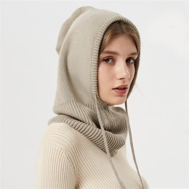 Cashmere Beanie with Hooded Design and Drawstring, Full Ear Coverage, Packable Valideals Outlet