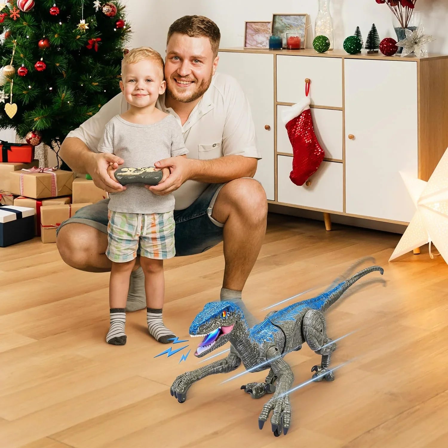 Velociraptor Dinosaur Toy with Remote Control and Rechargeable Battery, Roaring Sounds Valideals Outlet