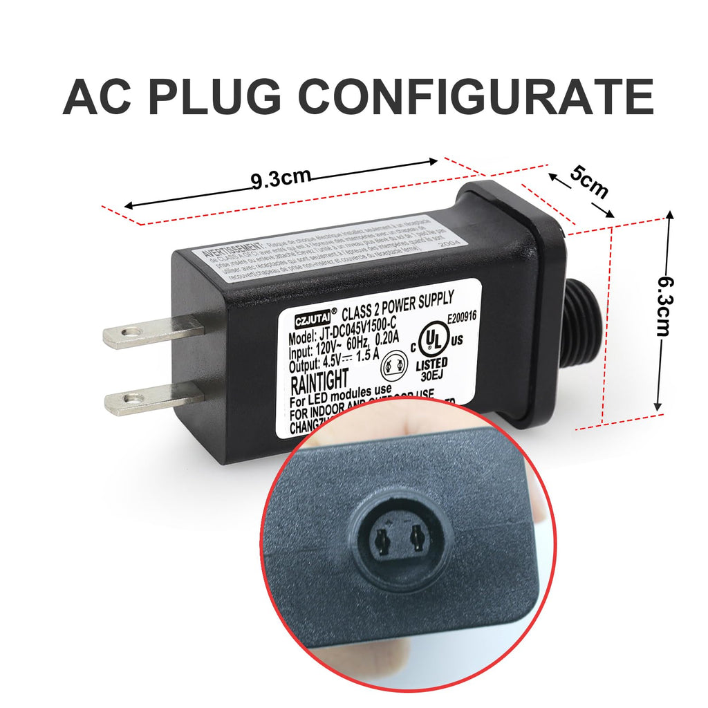 Holiday Light Power Supply with 4.5V 1.5A Output and Low-Profile Black Housing Valideals Outlet