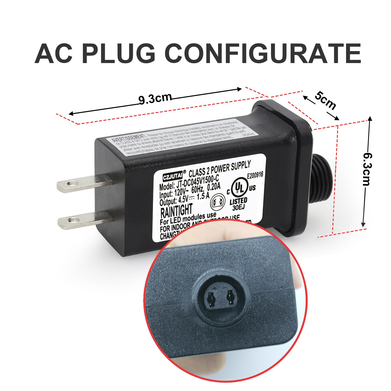 Holiday Light Power Supply with 4.5V 1.5A Output and Low-Profile Black Housing Valideals Outlet