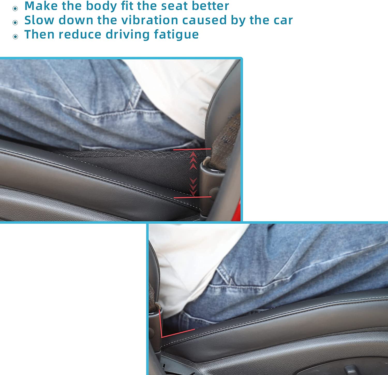 Car Seat Cushion with 3.5-Inch Lift and Memory Foam Support, Removable Breathable Cover Valideals Outlet