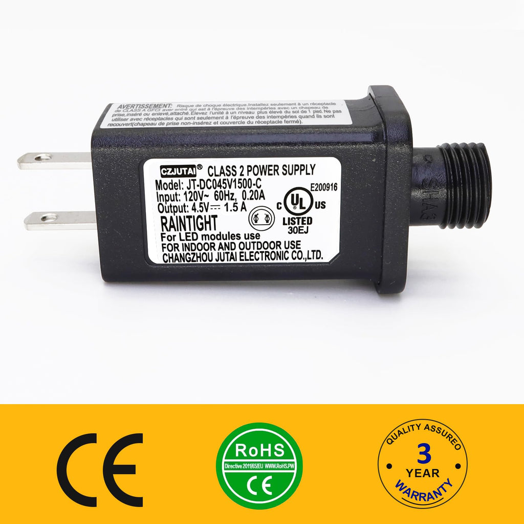 Holiday Light Power Supply with 4.5V 1.5A Output and Low-Profile Black Housing Valideals Outlet