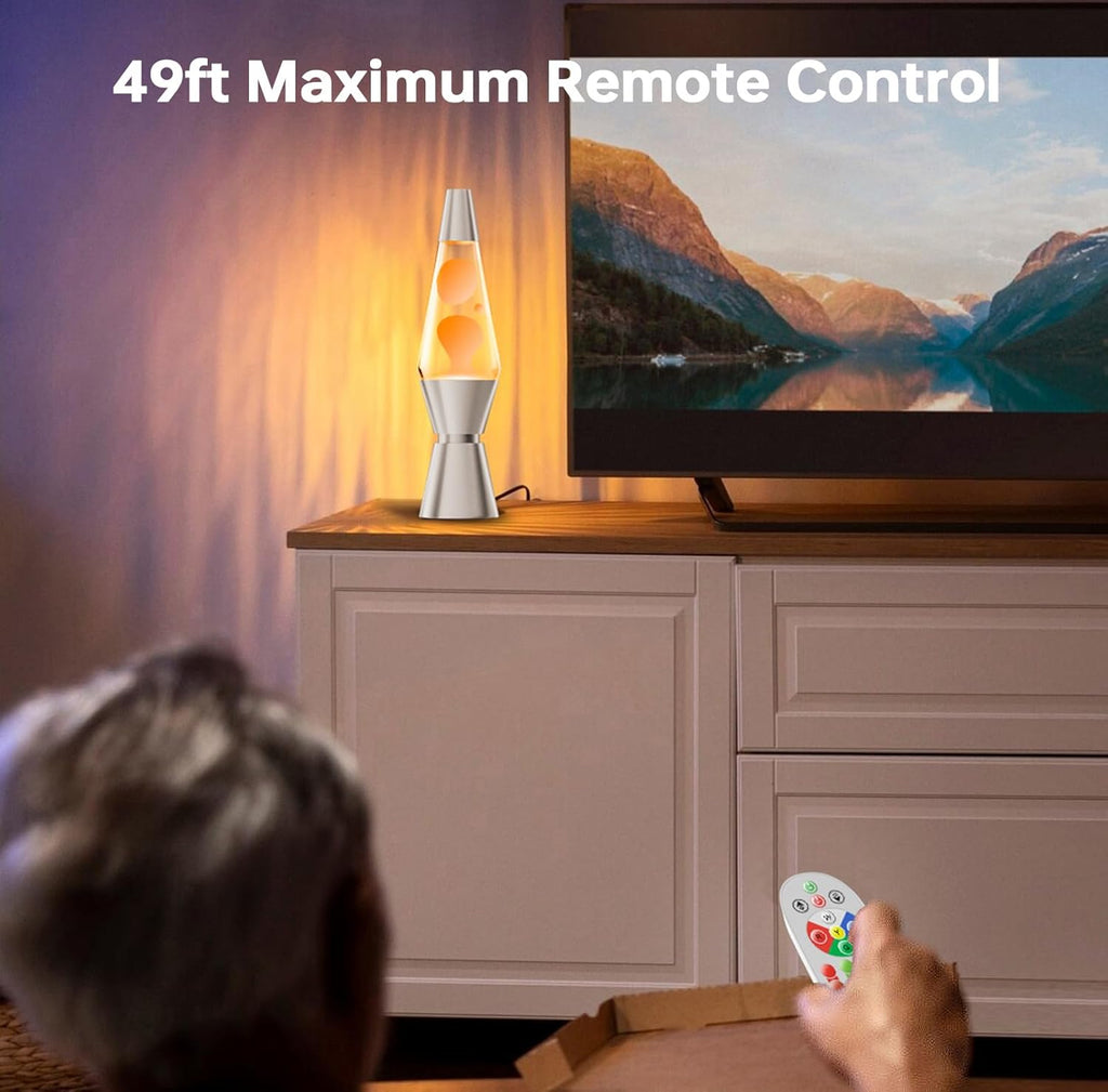LED Lava Lamp with Remote Control and 17 RGBW Color Modes, Aluminum Base Valideals Outlet