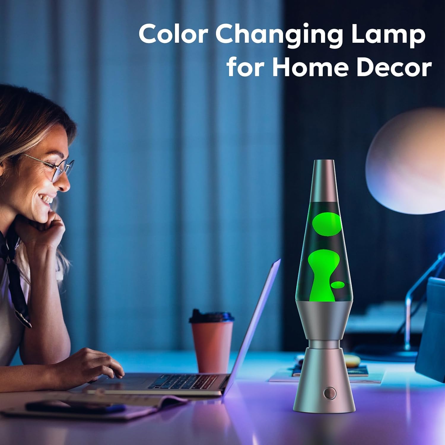 LED Lava Lamp with Remote Control and 17 RGBW Color Modes, Aluminum Base Valideals Outlet