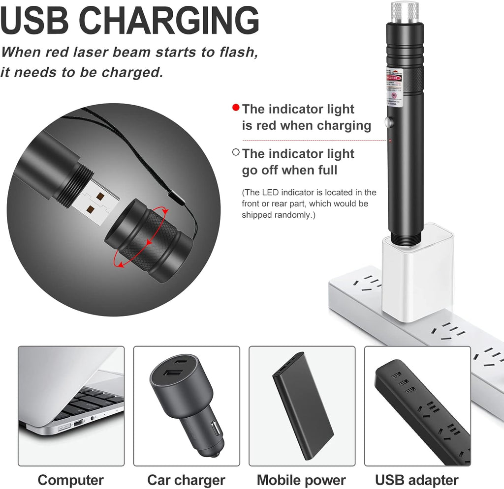 Green Laser Pointer with Rotating Star Cap and Rechargeable Battery, 2000ft Range Valideals Outlet