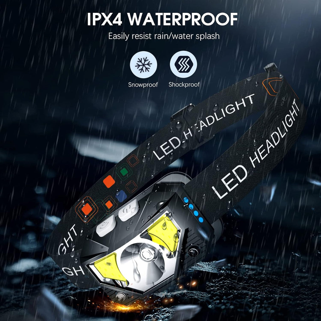 Rechargeable Headlamp with Motion Sensor and 1200-Lumen Output, 2-Pack Valideals Outlet