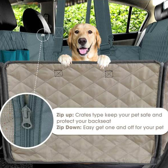 Waterproof Dog Car Seat Cover with Mesh Window and Zippered Side Panels, Machine Washable Valideals Outlet