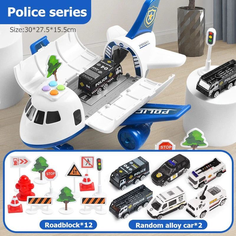 Airplane Playset with Friction-Powered Plane and Sliding Cargo Cabin, 20-Piece XL Set Valideals Outlet