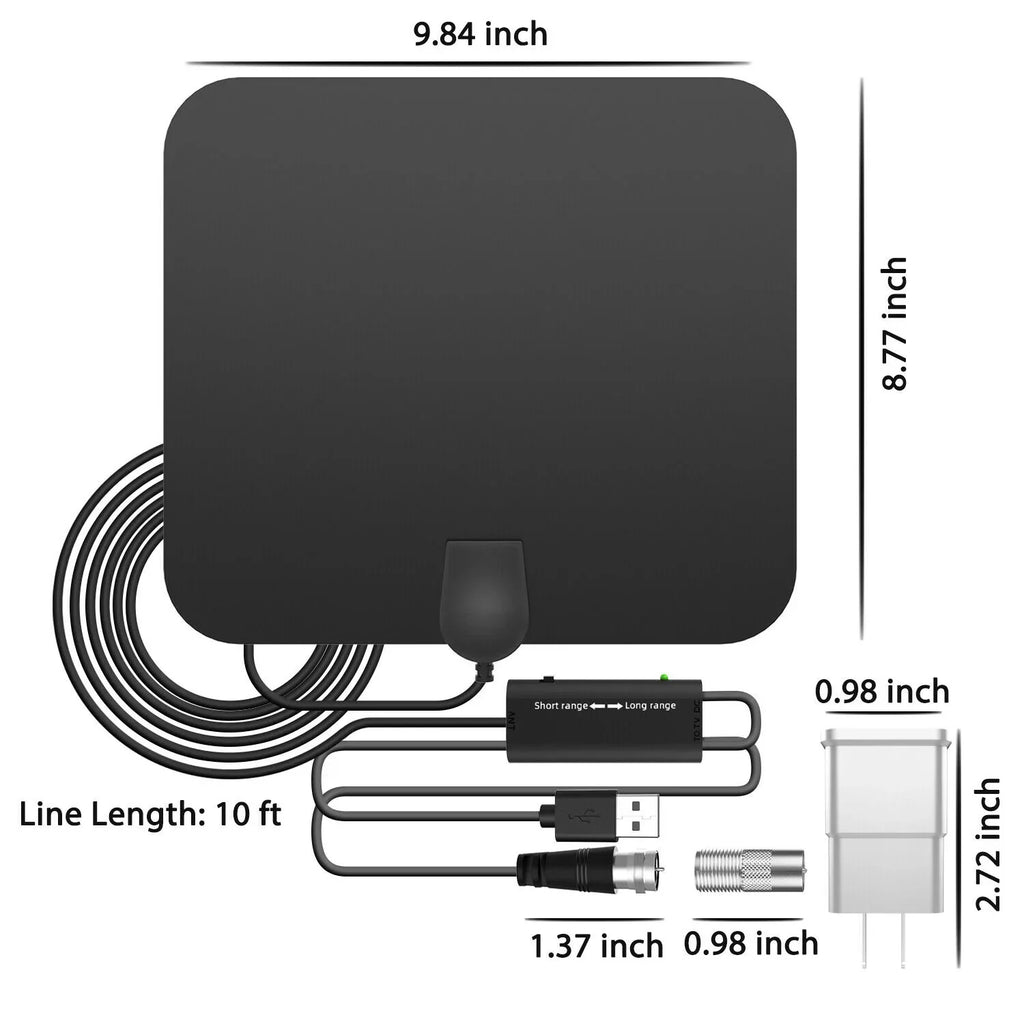Indoor HDTV Antenna with 37dB Signal Amplifier and 10ft Cable Valideals Outlet