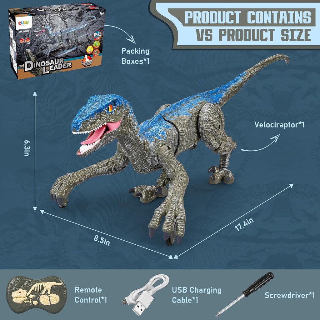 Remote-Controlled Dinosaur Toy with Roaring Sound and Flashing Lights, Rechargeable 17.7in Valideals Outlet