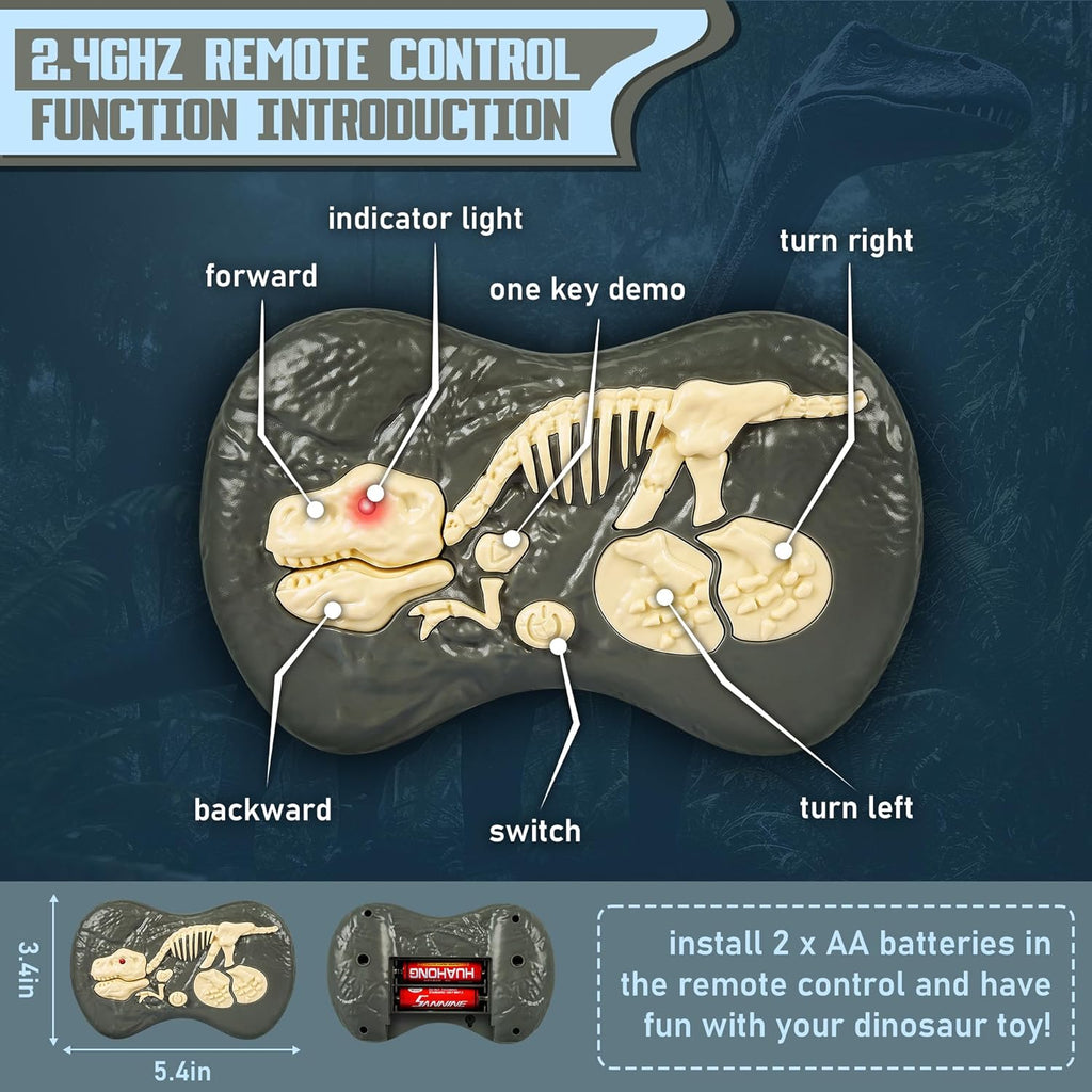 Remote-Controlled Dinosaur Toy with Roaring Sound and Flashing Lights, Rechargeable 17.7in Valideals Outlet