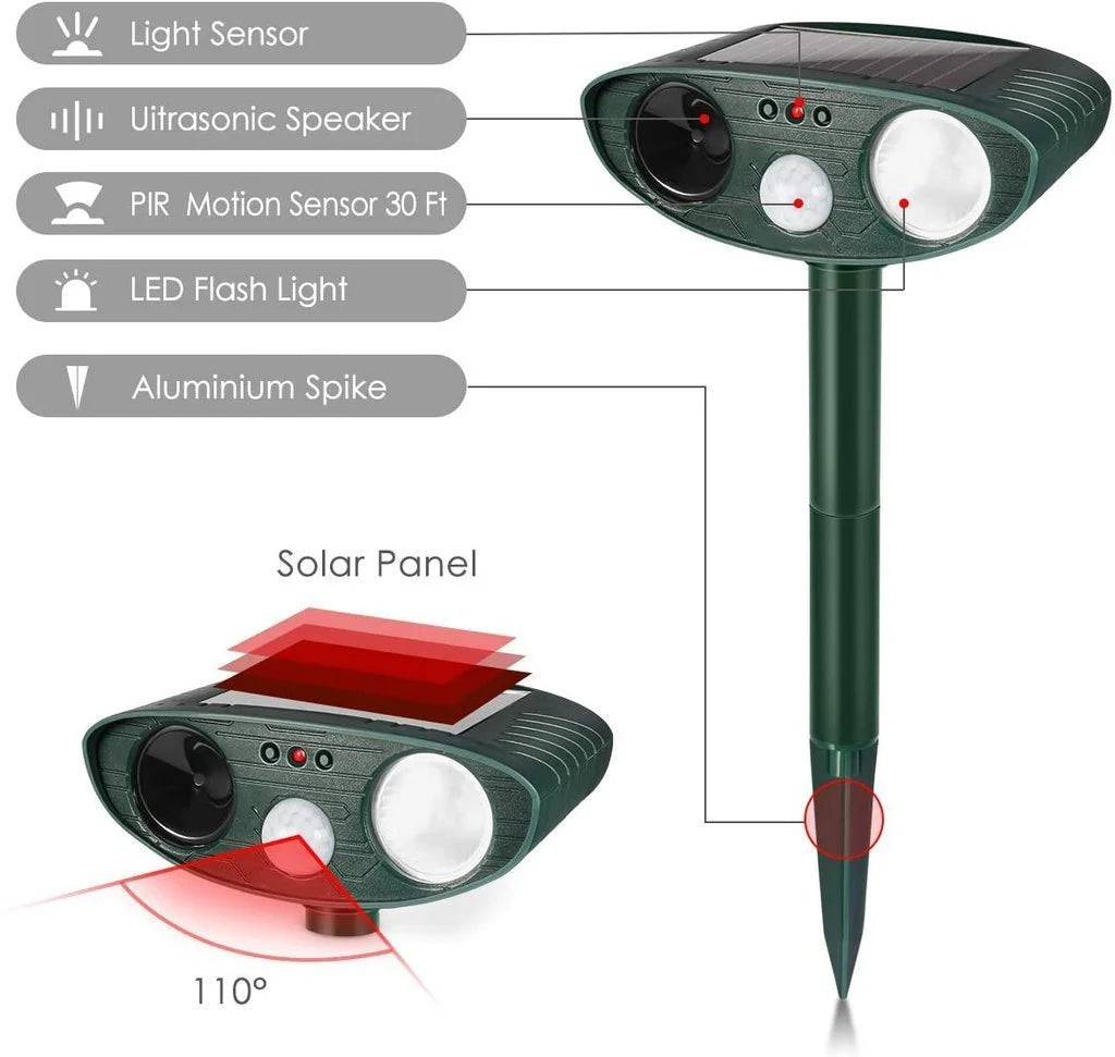 Deer Repeller with Ultrasonic Sound and Solar Charging Pack of 4, Motion Activated Valideals Outlet