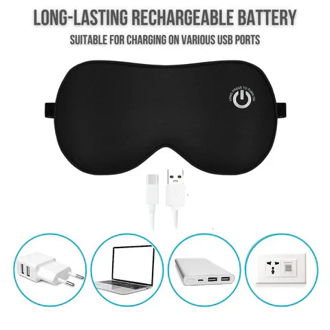 Heated Eye Mask with Rechargeable Battery and Detachable Silk Cover, Waterproof Travel Bag Valideals Outlet