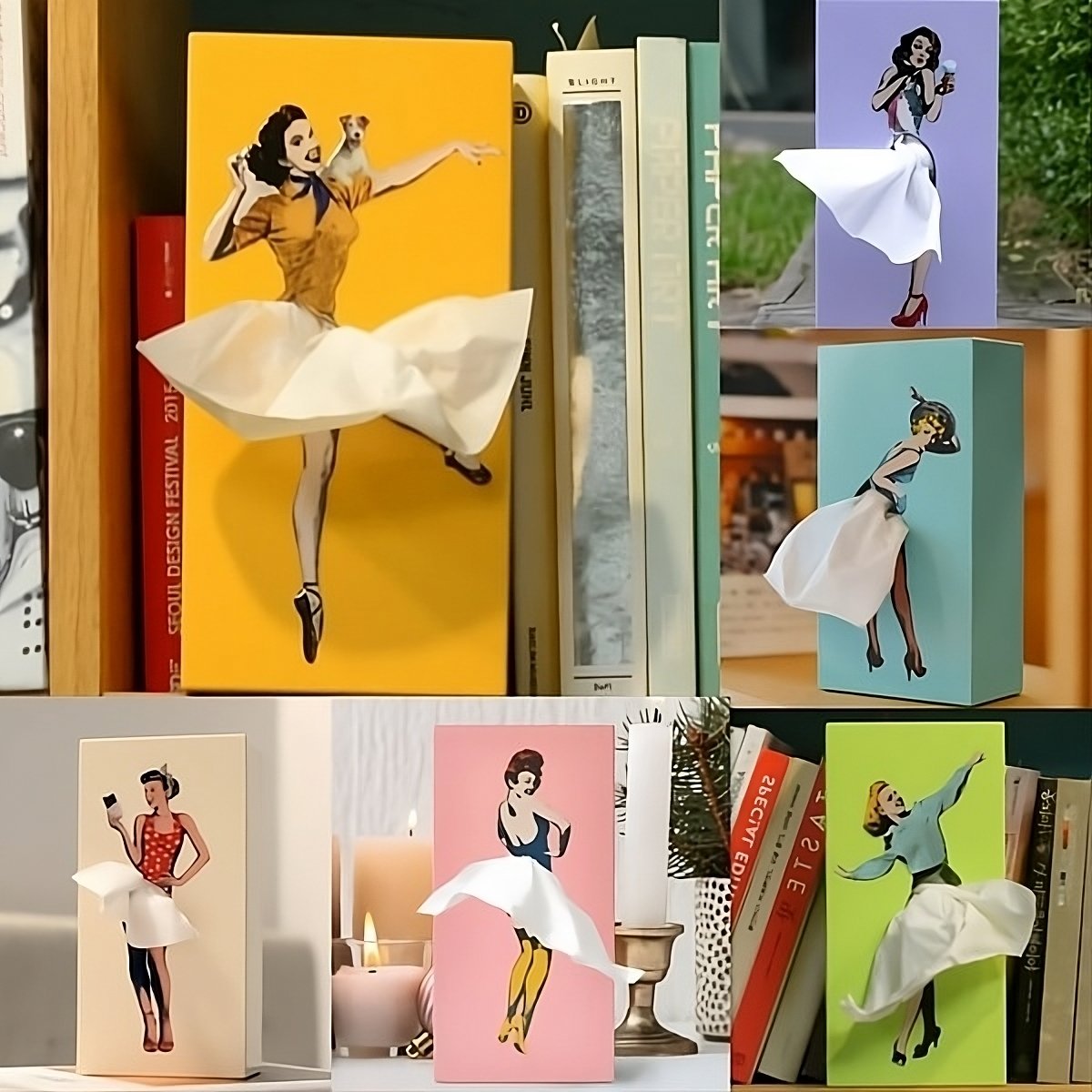 Tissue Box Cover with Layered Flutter Skirt and Weighted Base, Fits 10 x 5 x 3 Inch Boxes Valideals Outlet