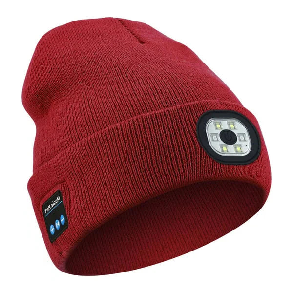 Bluetooth Beanie with Removable LED Light and Built-In Speakers, Rechargeable Battery Valideals Outlet