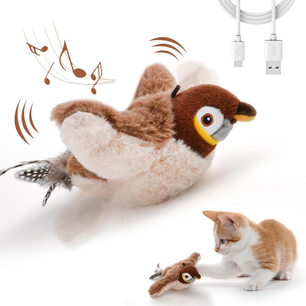 Interactive Cat Toy with Motion Sensor Chirps and Flap Tail, Rechargeable, Catnip Scent Valideals Outlet