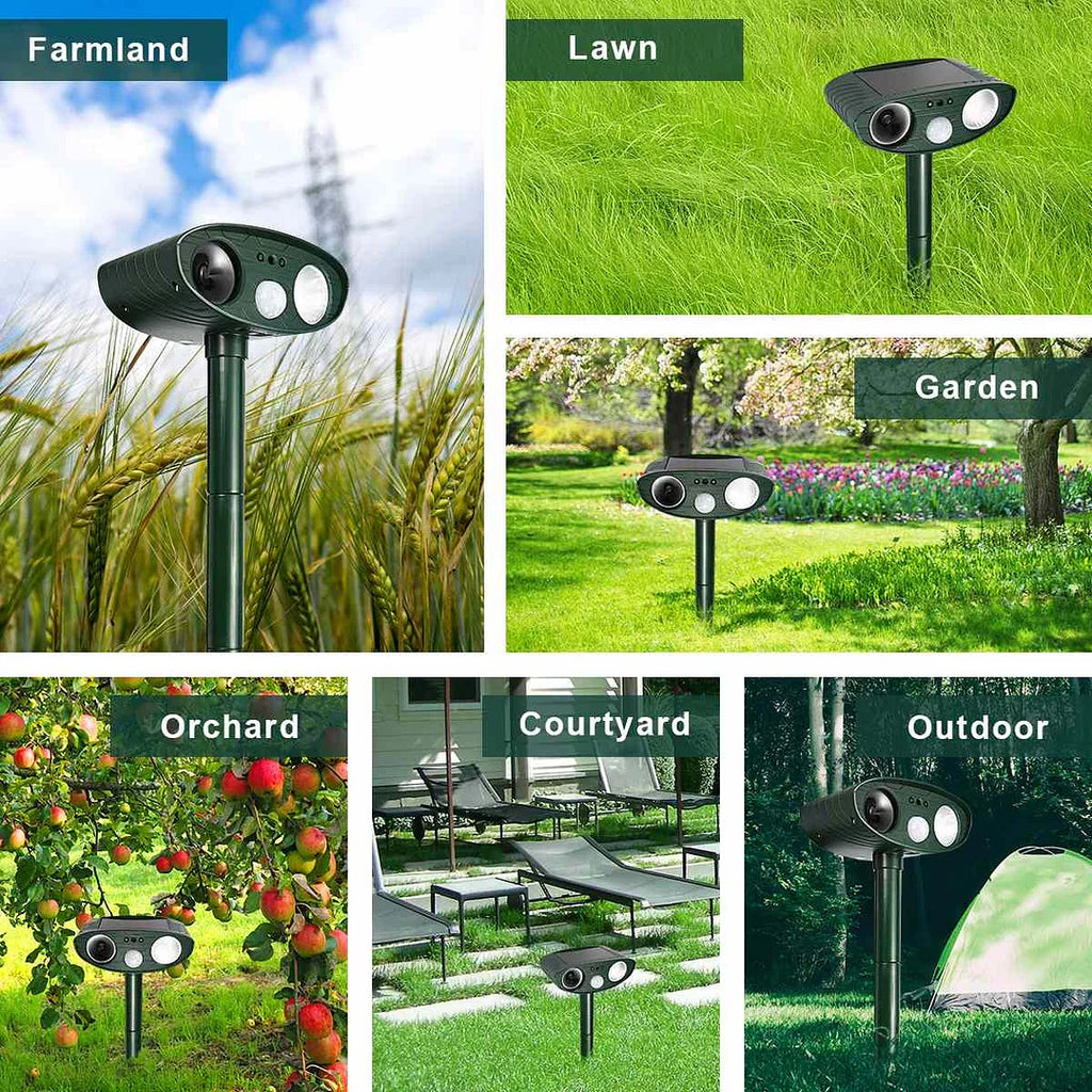 Deer Repeller with Ultrasonic Sound and Solar Charging Pack of 4, Motion Activated Valideals Outlet